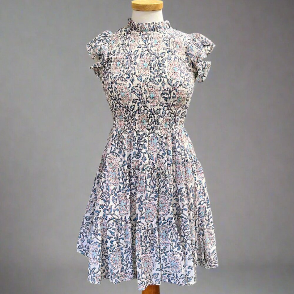 Oliphant red and blue floral dress, size S